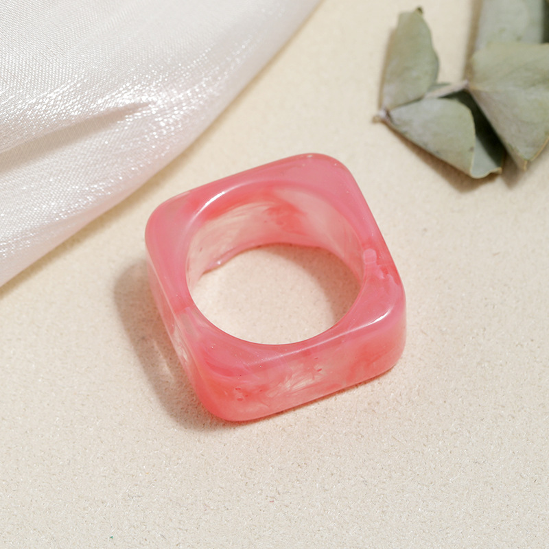Fashion Style Candy Color Square Resin Ring Set display picture 5