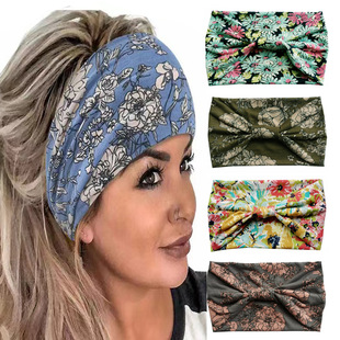 European and American Cotton Widened Sports Headband Antisweat Yoga Headband Outgoing Entertainment Fashion Bundle Big Flower Headband Can Be Done