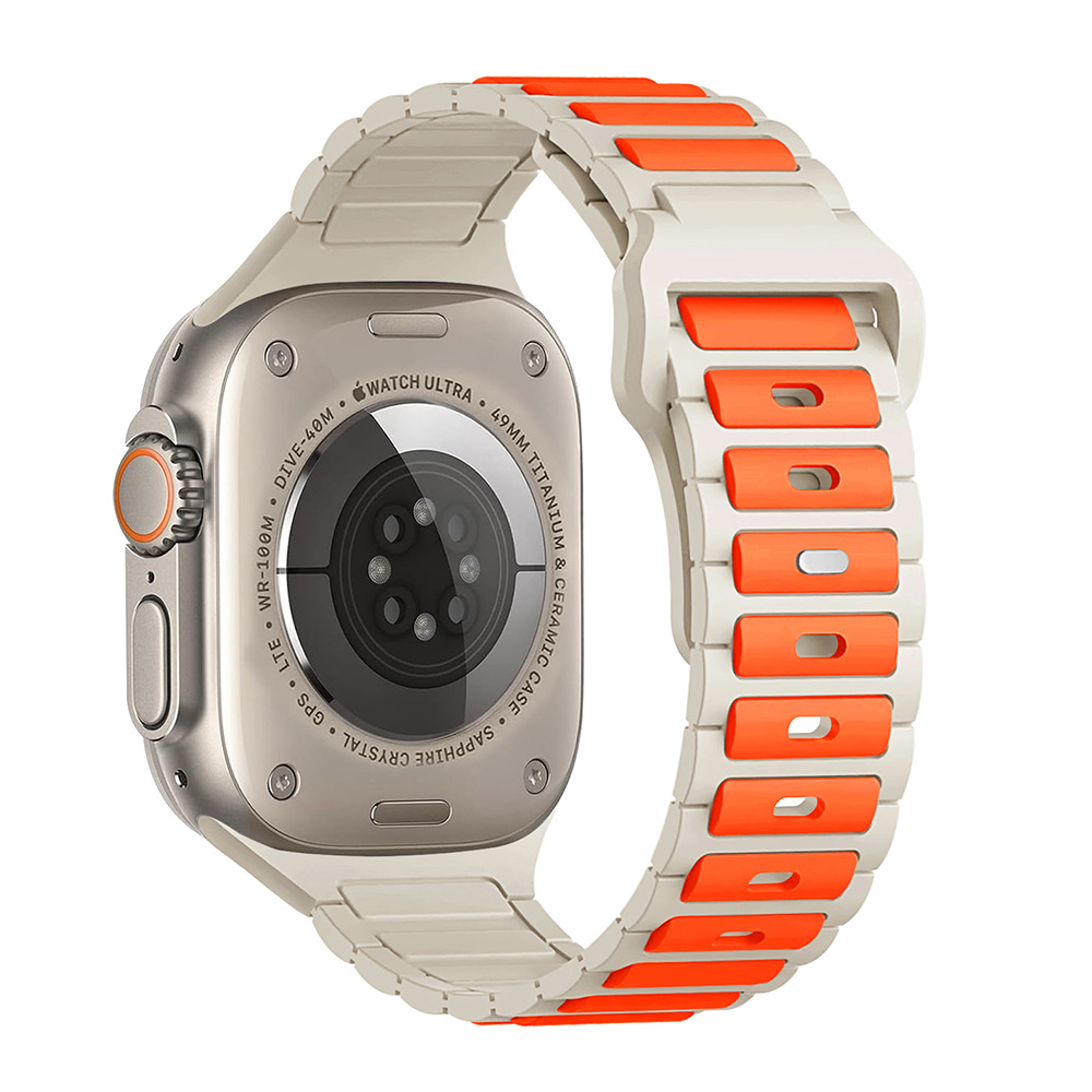 Para Apple i watch tres cuentas silicona bicolor correa apple watch9/8/SE/7/6/5/4/3