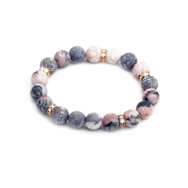 Zebra Stone Crystal Bracelet Women's Amethyst Beaded Bracelet Rose Quartz Crystal Healing Stone Hand Jewelry Gift