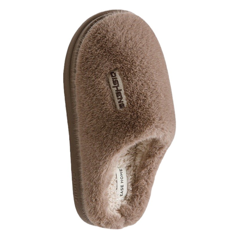 Zapatillas de algodón súper gruesas de alta gama para hombres, estilo de explosión de invierno, sensación de mierda, suela gruesa de látex, peludo, resistente al desgaste, cómodo en el hogar