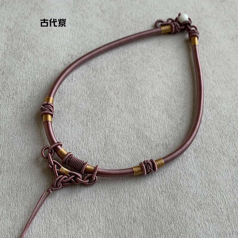 手编绳DIY黑项圈玉佩挂项链结吊坠男女编织简约时尚|undefined
