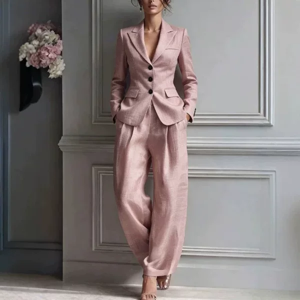 Cross-Border 2026 Autumn and Winter European and American Style Fashion Casual Single-Breasted Suit with Casual Pants Set, Lazy Style, Fashionable and Versatile
