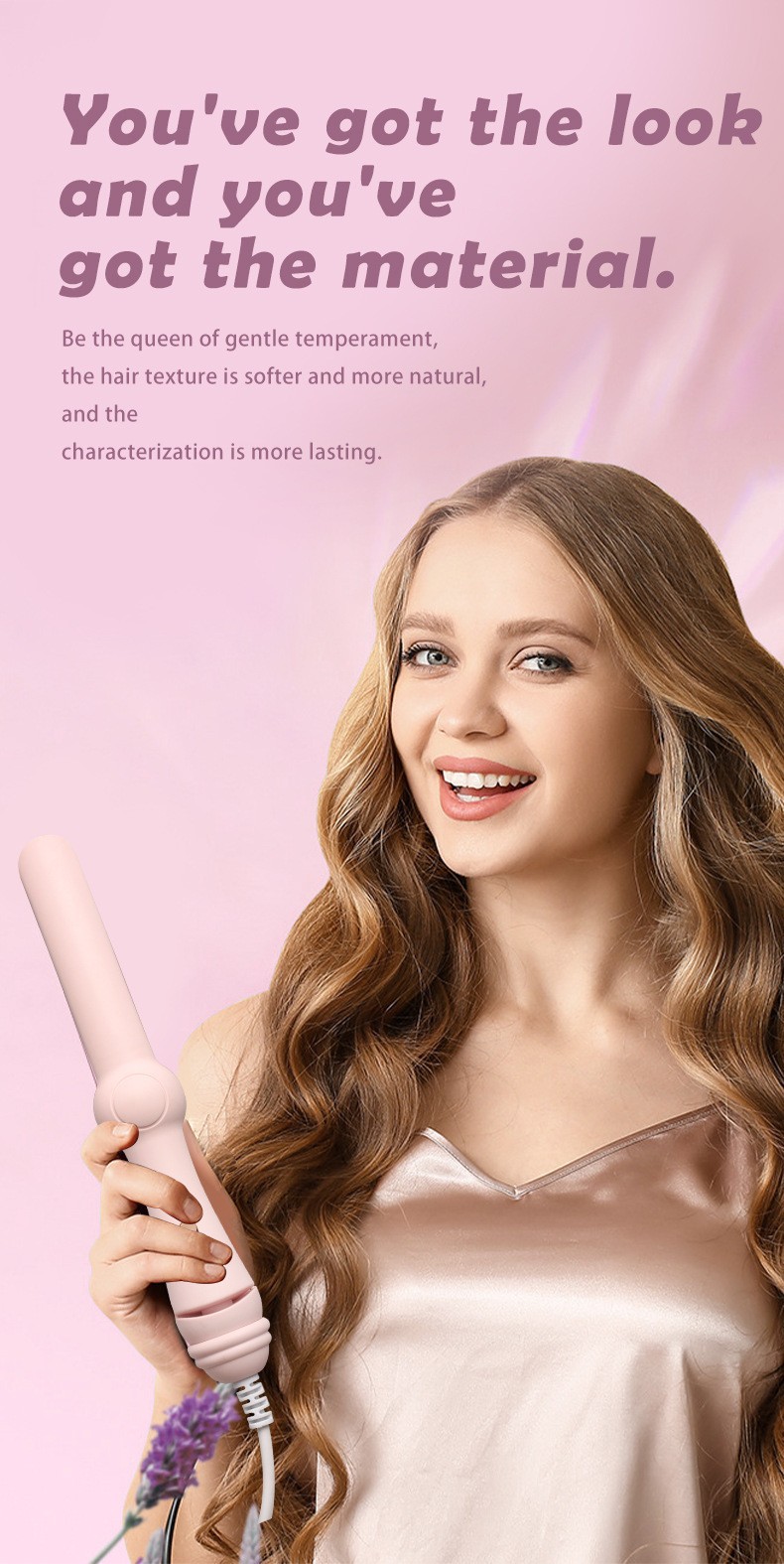 4-in-1 haarstylingtool voor droog en nat haar: krul- en stijltang. Zachte, constante temperatuurregeling voor naar binnen gekrulde, luchtige pony._voghion.com