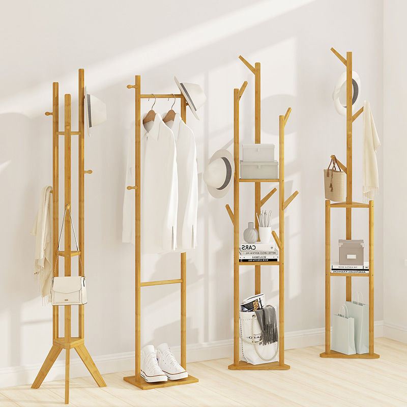 家用衣帽架落地簡約衣架子臥室客廳掛衣架省空間置物架楠竹褲子架