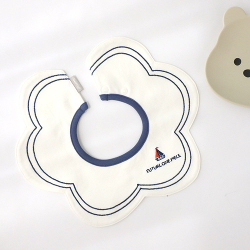 Baby bib baby double layer combed cotton waterproof bib newborn cartoon 360° usable saliva napkin rice pocket