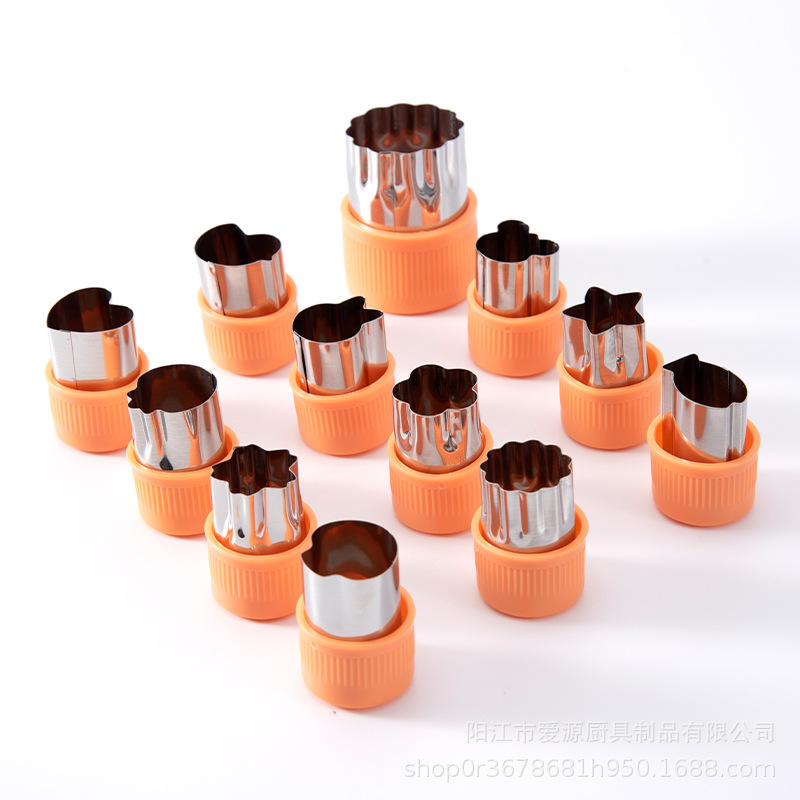 Molde de la galleta molde de impresión de acero inoxidable conjunto de 12 piezas molde de corte de frutas y verduras molde de superficie de mariposa