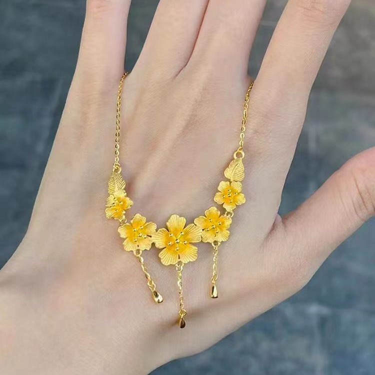 Collier fleur élégant chaîne clavicule dorée pour femme_voghion.com