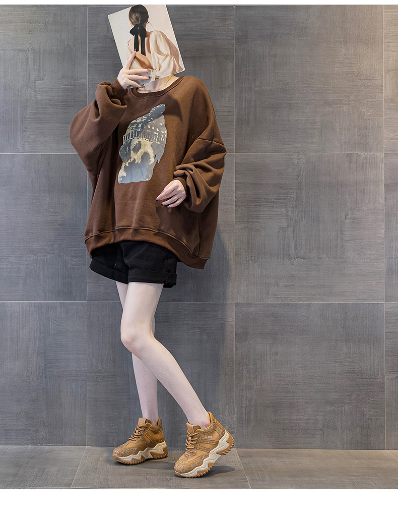 Giày sneaker nữ chunky đế dày phong cách hot girl, cổ điển năng động mùa đông 2025 — M2669 màu vàng một lớp lót trong, M2669 một lớp màu đen, M2669 màu đỏ một lớp bên trong, M2669 màu xám một lớp bên trong chi tiết 10