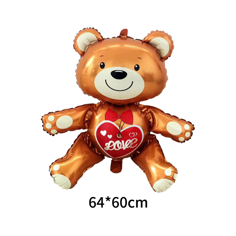 Nuevo Día de San Valentín globo de dibujos animados abrazo oso globo en forma de globo de amor Oso de aluminio película globo Decoración