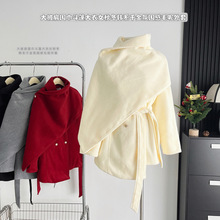 『欣幸』大披肩围巾斗篷双面羊毛大衣女冬韩系千金氛围感毛呢外套