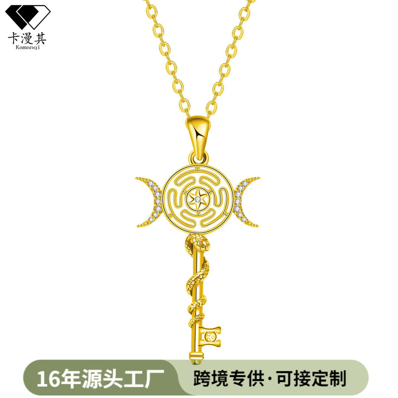Kaman its cross-border new hot-selling jewelry Greek snake-shaped winding key necklace fashion personality design jewelry