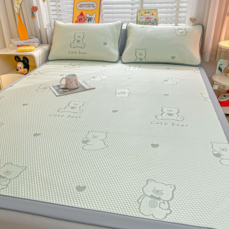 Summer Class a Cooling Ice Silk Mat Three-Piece Set, Machine Washable, Antibacterial, Suitable for Dormitory Air Conditioning