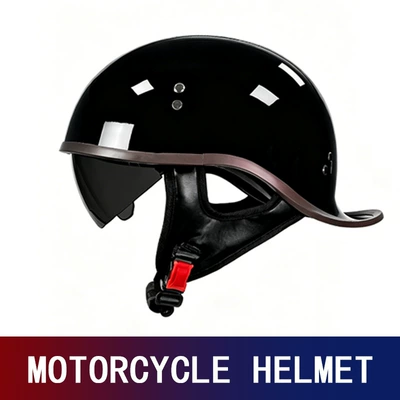 scoop helmet, American-style helmet, Motosiklet kaskı (dəbilqə) - 007-glossy-black-comes-with-black-lenses-m