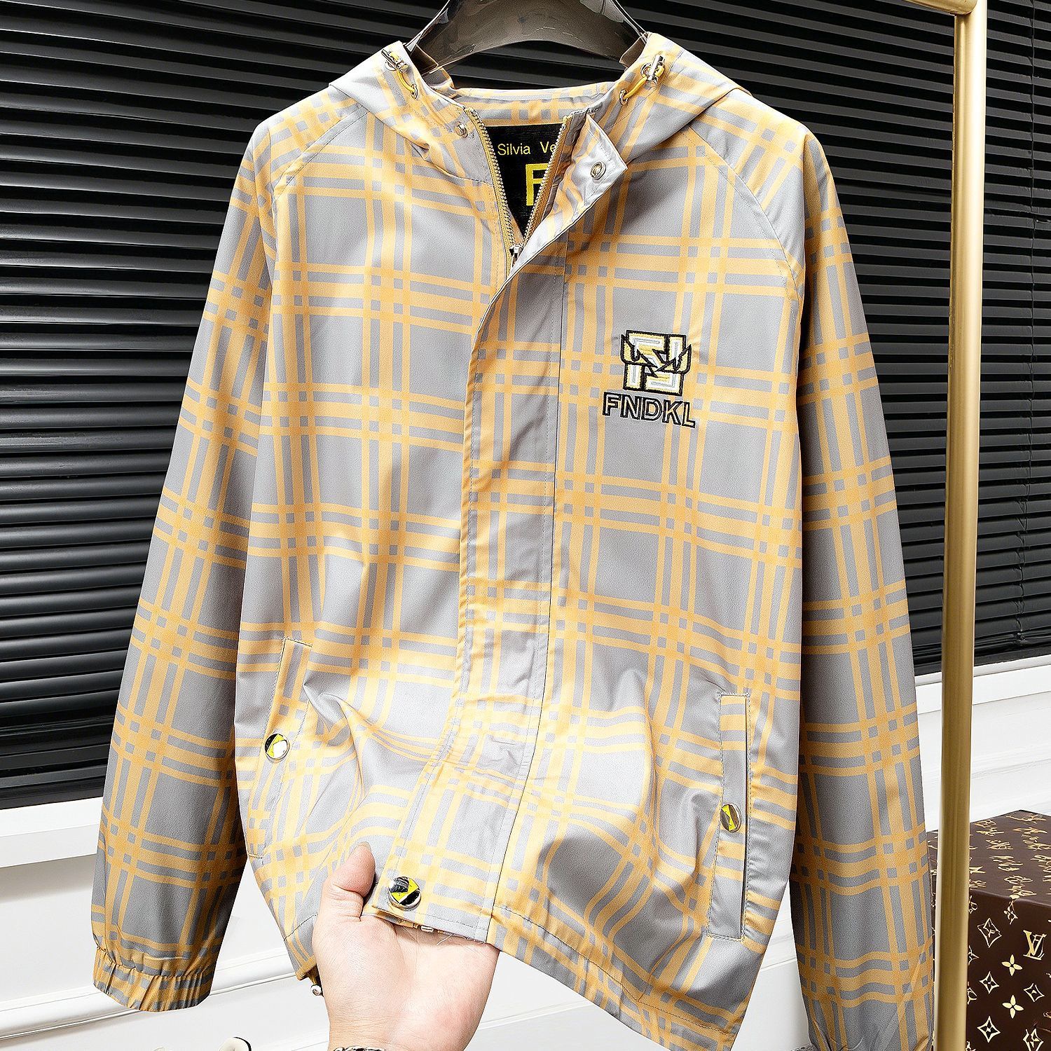 American Trendy Contrast Color Embroidered Devil Eyes Hooded Jacket Men's 2025 Autum Trendy Brand Casual Top