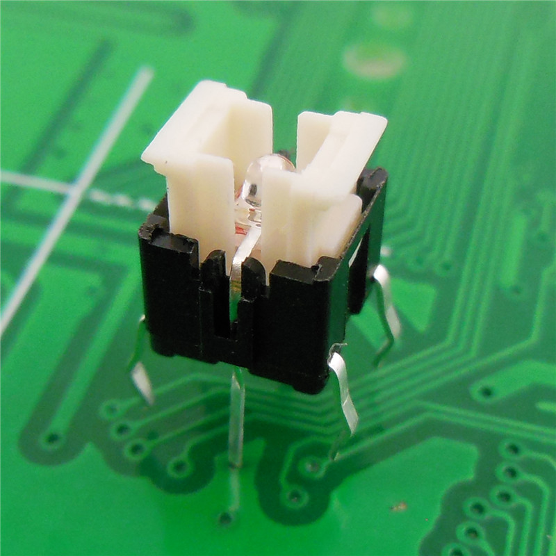 带灯轻触开关6*6*7.2五脚插件TC-101按键开关带LED灯颜色可选择