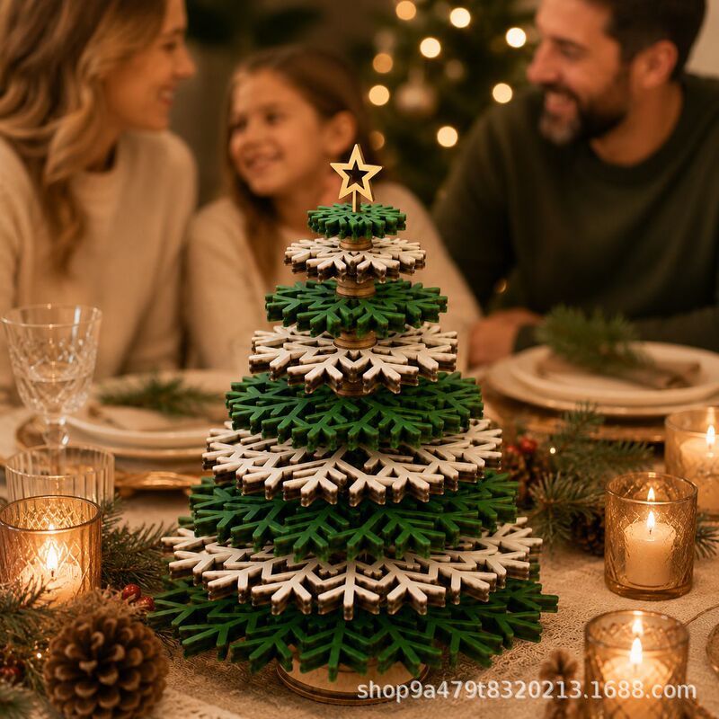 Cross-border three-dimensional Christmas tree ornaments, wooden art crafts, Christmas-themed desktop decorations, festive Christmas gifts