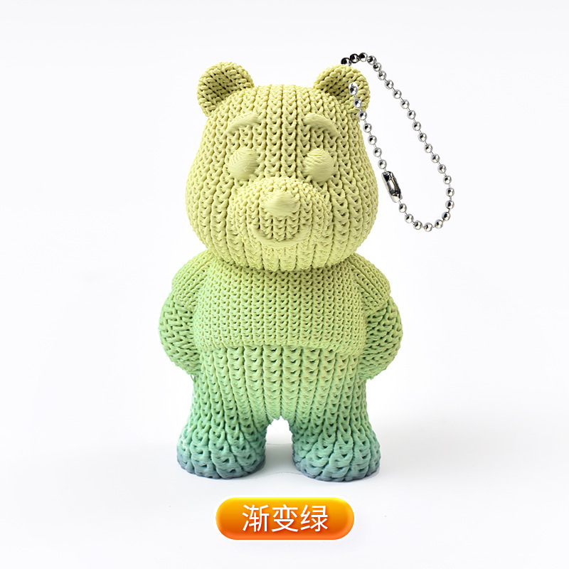 Llavero con Colgante de Osito de Peluche Tejido, Impreso en 3D, Recuerdo, Juguete Impreso en 3D, para Llaves de Coche, Éxito de Ventas Transfronterizo