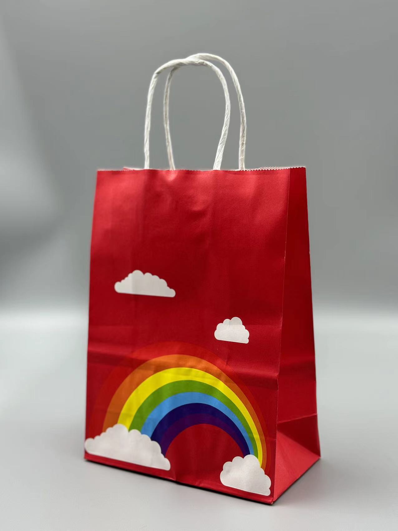 Transfronterizo Nuevo Arco Iris bolsa de embalaje de papel Kraft tuerca snack regalo embalaje bolsa de papel leche té ropa regalo portátil