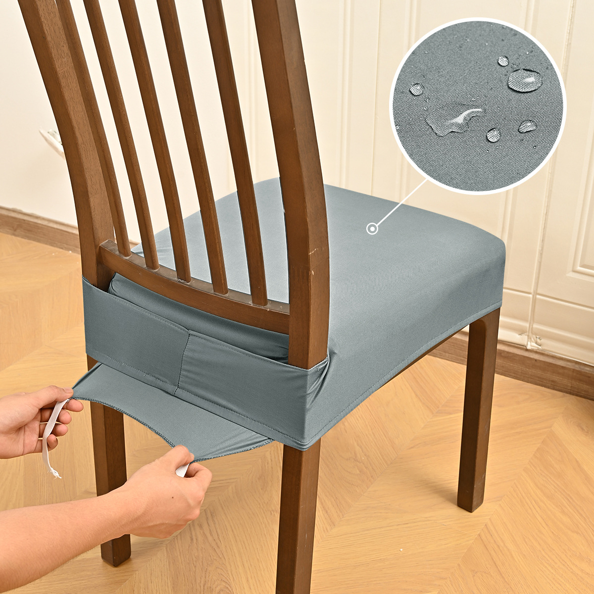 Elástico transfronterizo hilo de leche impermeable doble máscara elástica taburete con lengua de hebilla antideslizante asiento cojín cubierta taburete cubierta al por mayor