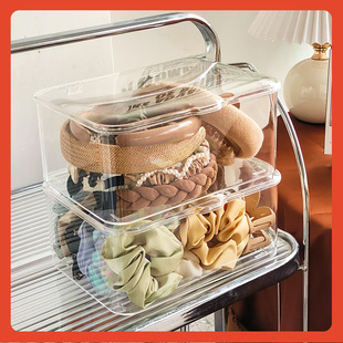 △ Hair Accessories Storage Box Desktop Large Capacity Jewelry Box Student Children's Hair Strap Headline Dust-proof Transparent Dressing Table