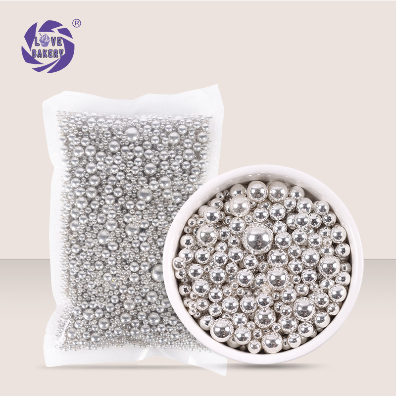 外销专供不可食用烘培蛋糕装饰银钢糖珠珍珠糖不可食用银色糖珠