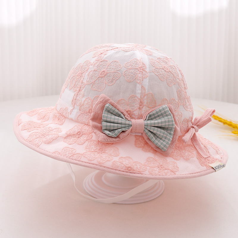 Sombreros para bebés primavera y otoño delgados niñas arco bebés sombreros de cuenca primavera y otoño bebé sombreros pescadores sombreros
