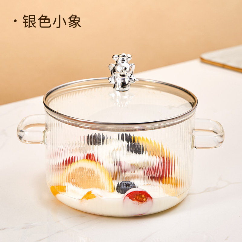 高硼硅小熊玻璃锅明火耐高温双耳奶锅电陶炉汤锅煮酒锅热粥炖汤锅|undefined