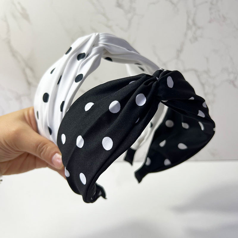 Korean version of retro sweet cross wide edge wave Point Middle kink double layer comfortable hairband hairband wholesale spring stall Korean version of retro sweet cross wide edge wave Point Middle kink double layer comfortable hairband hairband wholesale spring stall