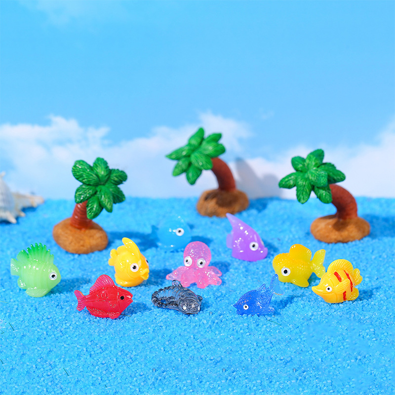 Simulated Marine Animals Octopus Shark Whale Coconut Tree Resin Crafts Aquarium Fish Tank Small Ornaments