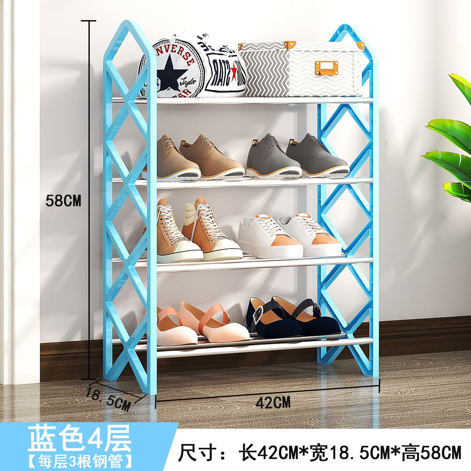 Zapatero de tubos de acero, estilo simple y moderno, desmontable y multifuncional, ideal para dormitorios y hogares