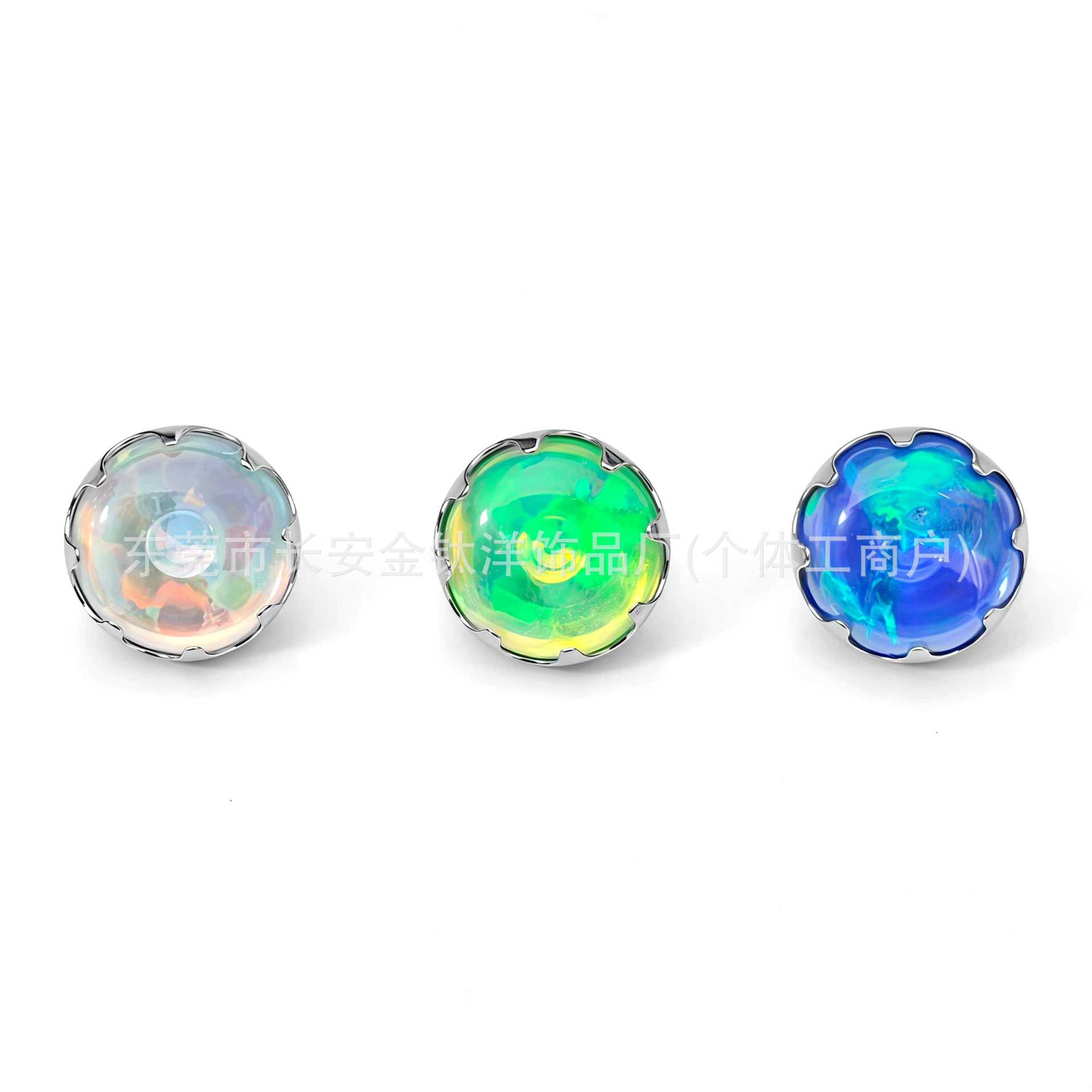 F136 Titanium Serrated Jelly Aurora Opal Embedded Lip Piercing Ear Piercing Navel Piercing G23 Titanium Alloy Body Jewelry detail image 7