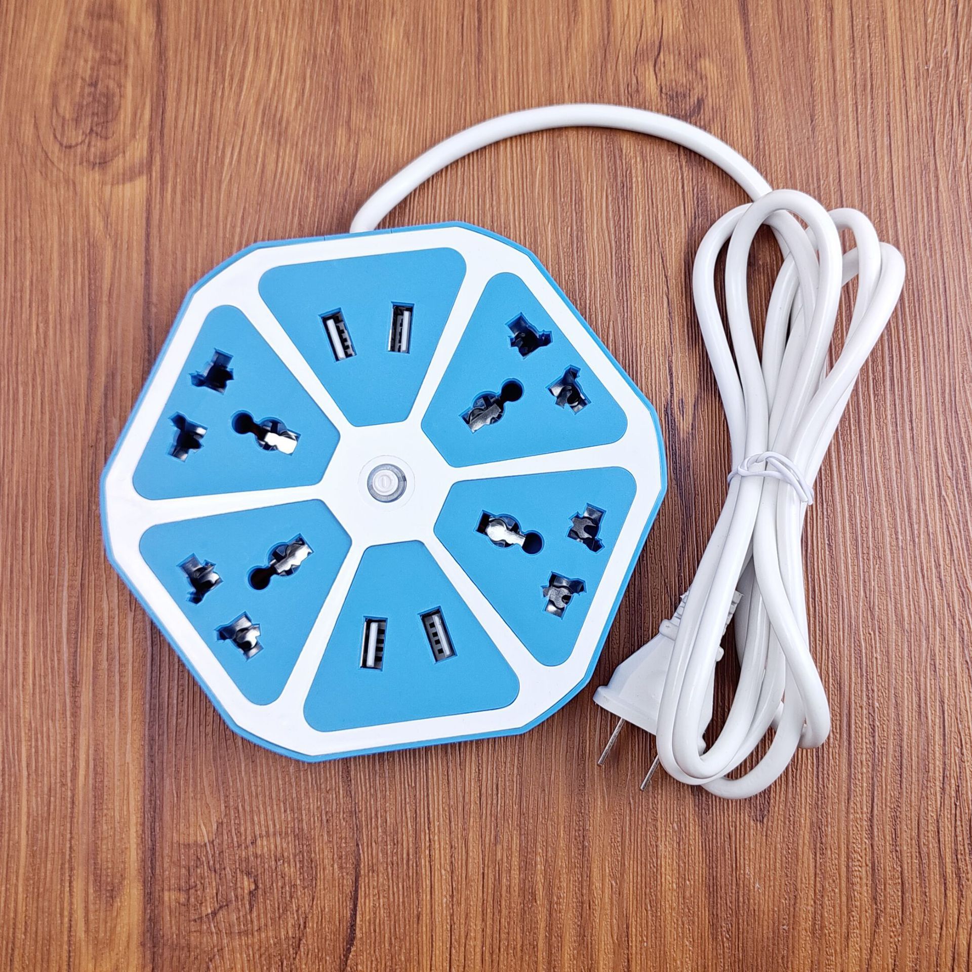 Creativa flor de ciruela USB caja de cartón de agujero universal con enchufe de cable fruta hexagonal redondo enchufe de fila africana al por mayor placa de enchufe