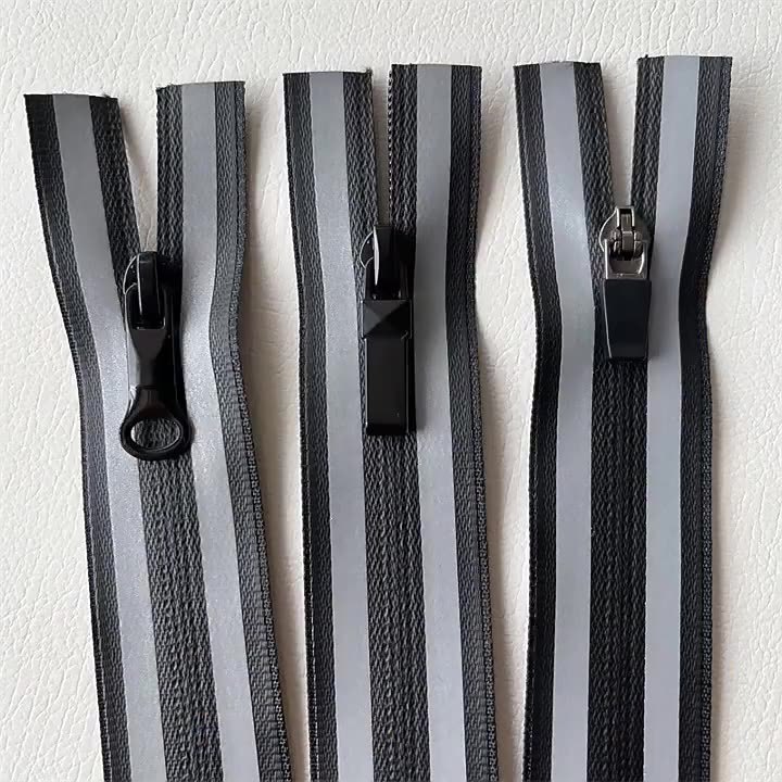 5号尼龙拉链反穿隐形防水校服工装服装门襟挡风被银灰反光拉链头