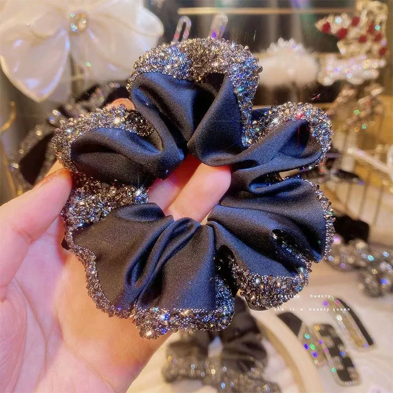 Высококачественный горный хрусталь, легкое кольцо для волос с большим кишечником, роскошная универсальная высокоэластичная вспышка, алмазная резинка, Женская повязка на голову с конским хвостом, аксессуары для волос