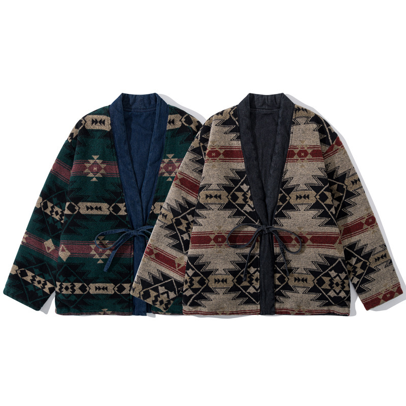 Japanese Style Vintage Ami Khaji Ethnic Style Wool Cotton Coat Jacket Men's and Women's Loose Thickened New Chinese Style Taoist Gown Cotton Coat Japanese Style Vintage Ami Khaji Ethnic Style Wool Cotton Coat Jacket Men's and Women's Loose Thickened New Chinese Style Taoist Gown Cotton Coat