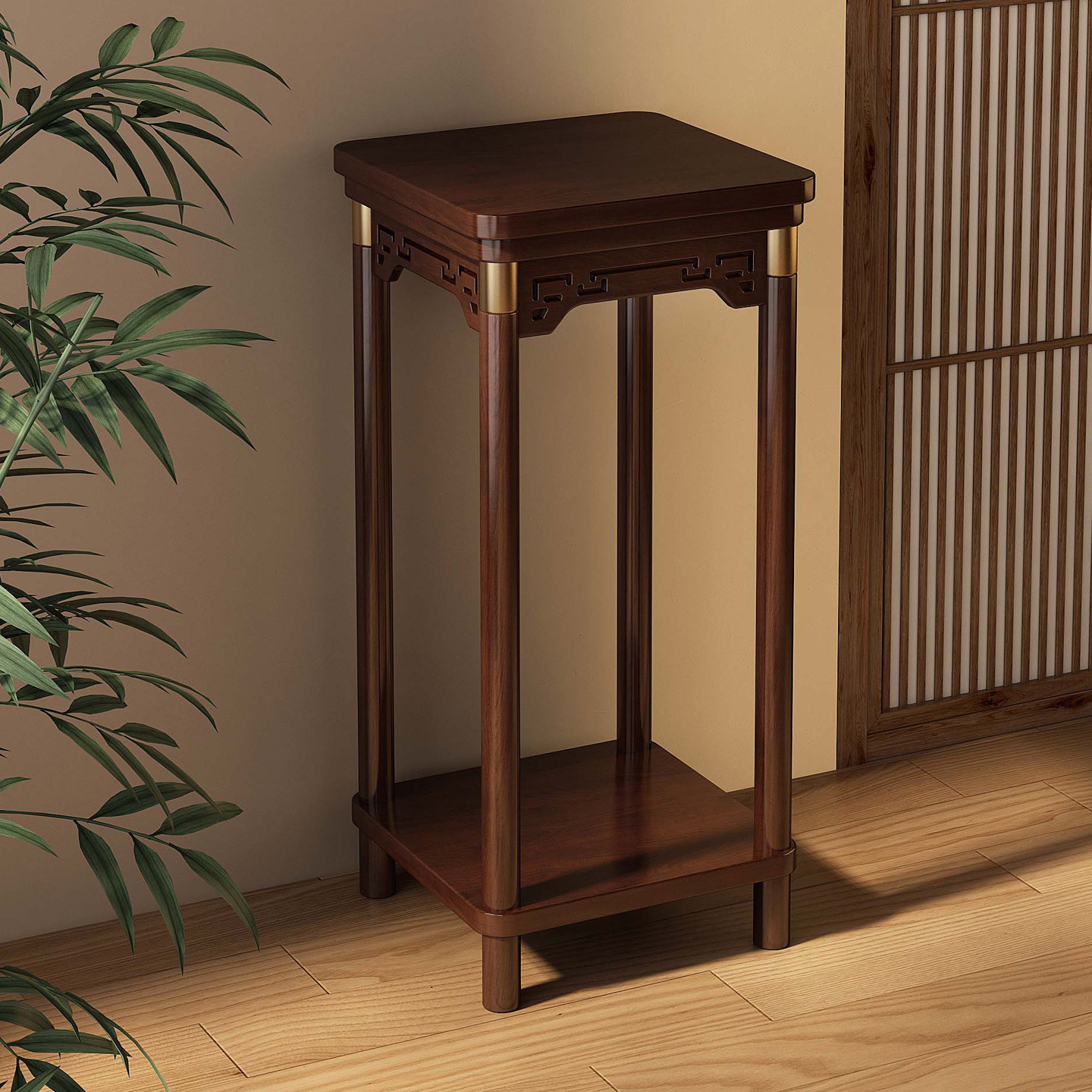 Estante de flores chino sala de estar tipo piso multicapa terraza de madera sólida estante de almacenamiento balcón maceta interior estante de almacenamiento