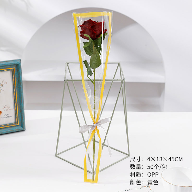 Día de San Valentín borde de color bolsas de flores rosas claras bolsas de embalaje OPP DIY material de embalaje floral