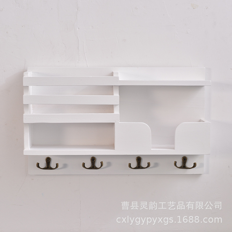 En stock estante de almacenamiento de pasillo de madera maciza hogar colgando reloj clave sombrero de madera pasillo de almacenamiento rack de almacenamiento de pared