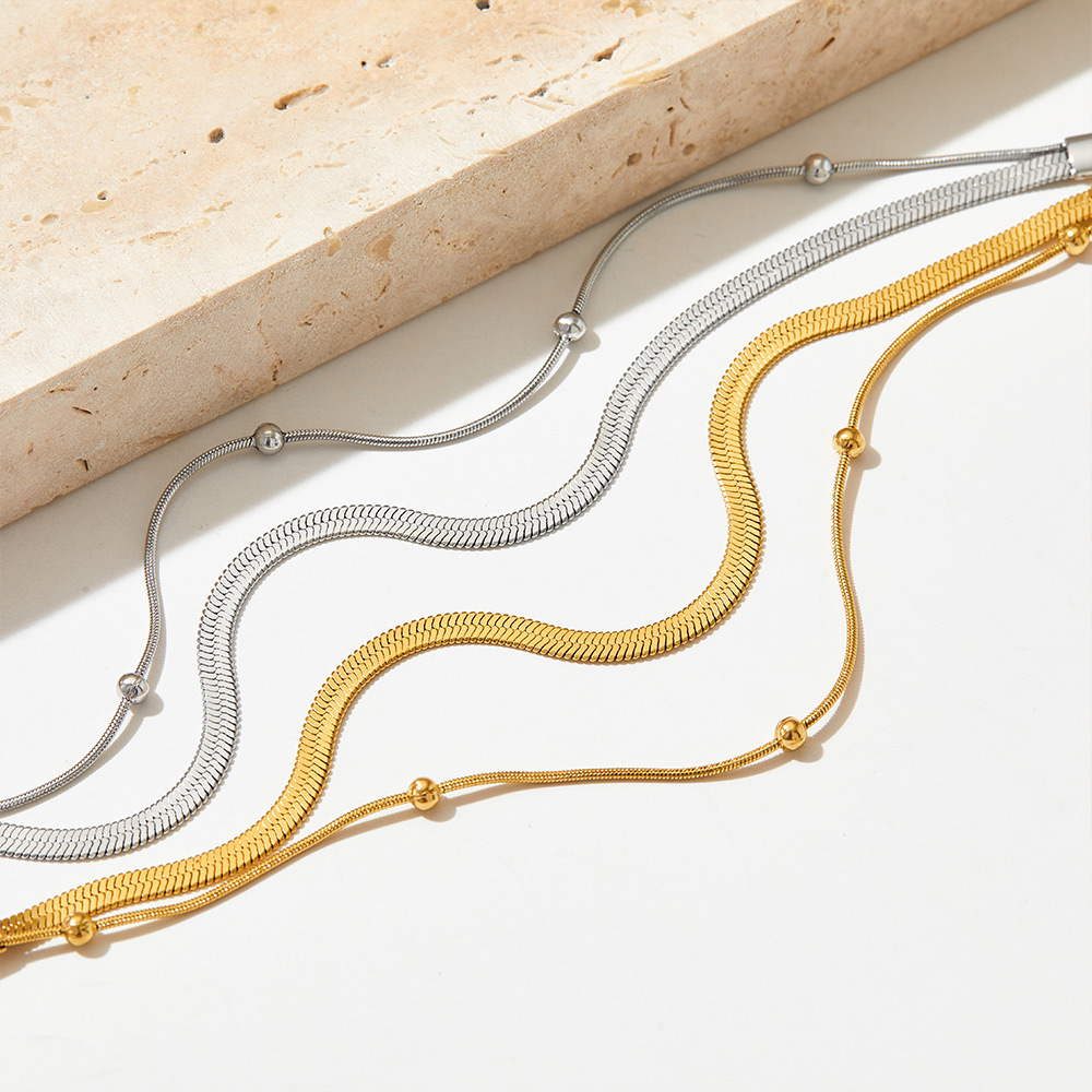 Wholesale Simple Style Solid Color Stainless Steel Titanium Steel Layered Necklaces_colorza_3
