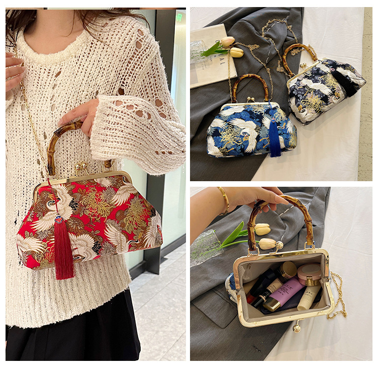 2023 neue grenzüberschreitende Nischenclip-Schnalle, High-End-Dinner im ethnischen Stil, Modekette, eine Schulter, Umhängetasche für Damen_voghion.com