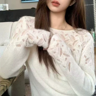 女式一字领长袖打底上衣夏季新款韩系风轻薄透气感罩衫时尚减龄风