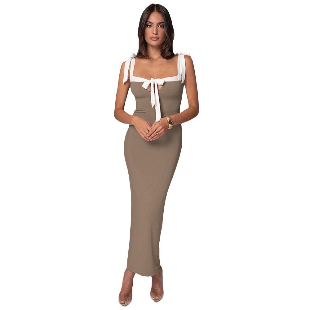 2024 otoño estilo europeo y americano de moda de mujer transfronteriza nueva línea sexy sin braza correa de cintura vestido delgado image 6