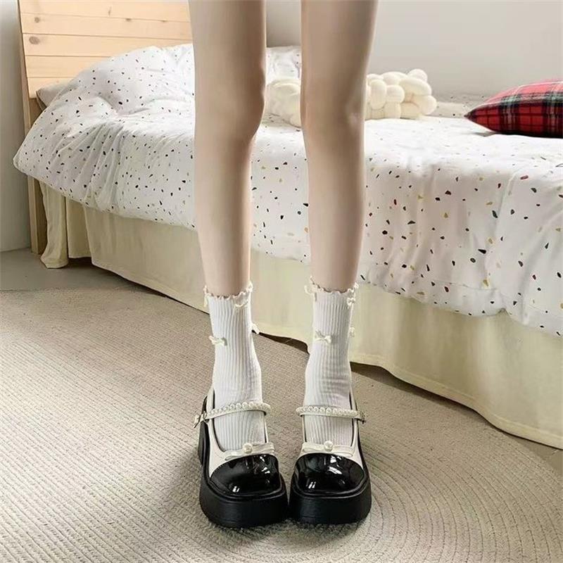Retro estilo británico Mary Jane zapatos 2026 nuevo estilo diario confortable JK falda Lolita zapatos de cuero de perla