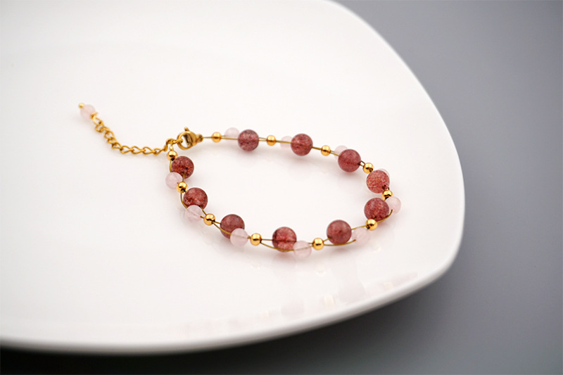 Round Pattern Women'S Gender 1 Piece Sweet Round Imitation Pearl Titanium Steel Beaded Women's Bracelets