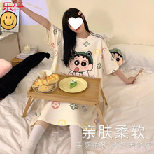 睡裙中长款睡衣女夏季胖斤咨询印花超仙学生家居服女