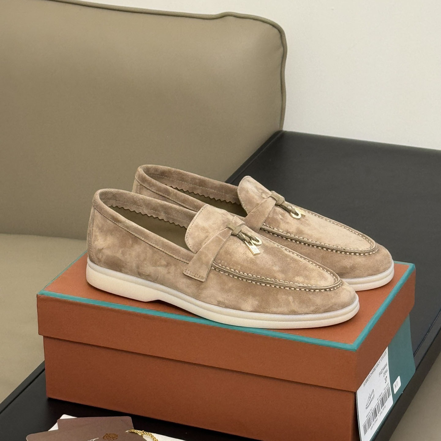 外贸复古乐福男鞋真皮羊反绒一脚蹬懒人鞋圆头平底休闲女士鞋跨境