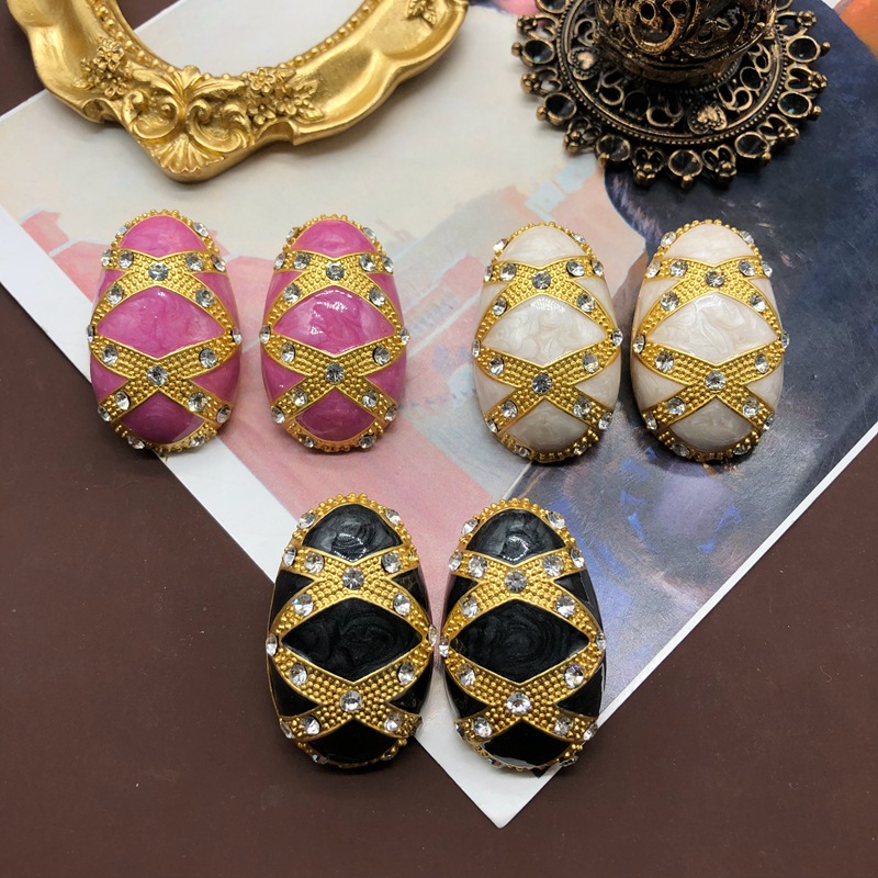 Banquet Occasion 1 Pair Retro Geometric Alloy Plating Rhinestones Women's Ear Studs