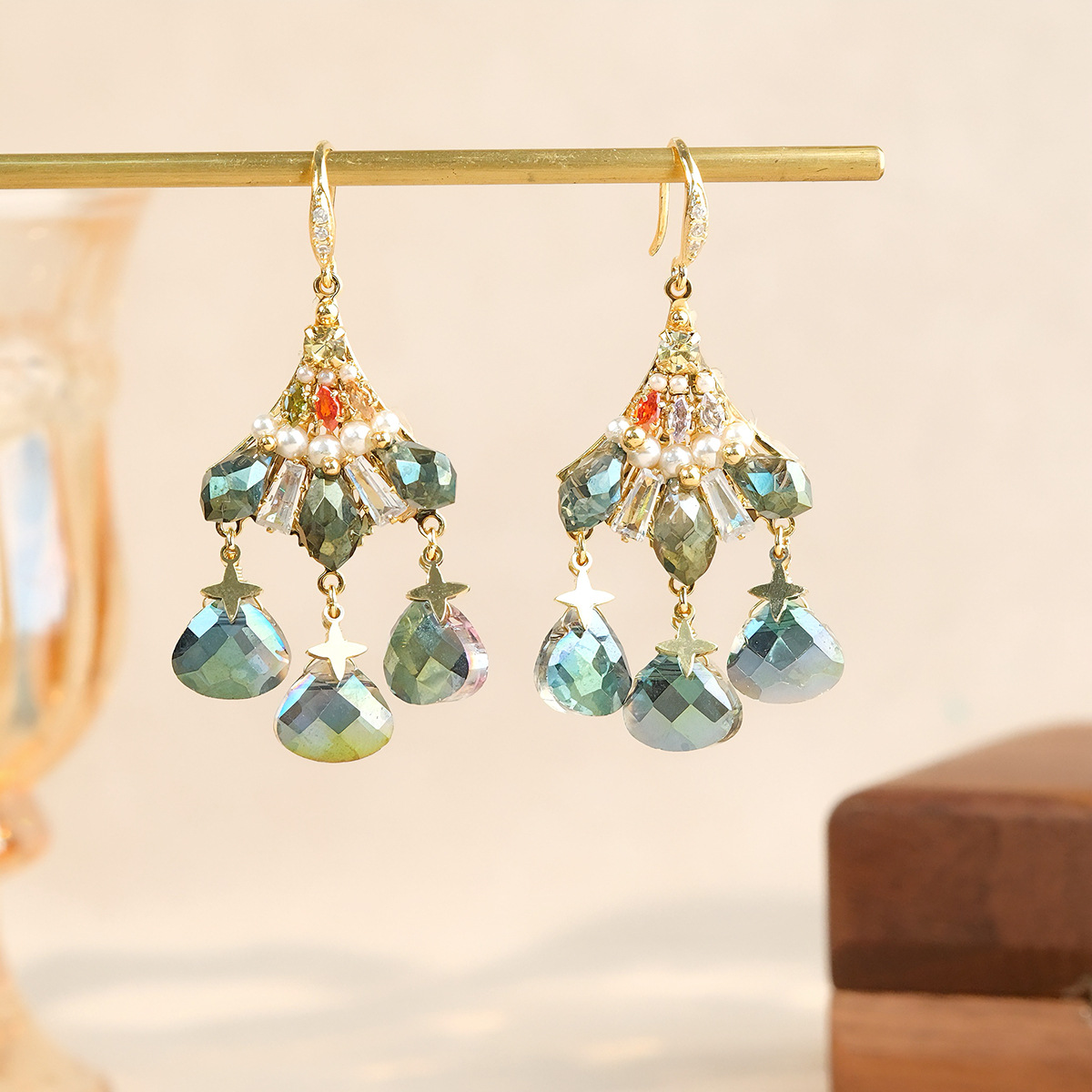 925 Silver Ear Needle Material Drop Earrings Classification Luxury Silver Needle Crystal Fringe Earrings Handmade Vintage High-End Feelings Ear Hooks Small Fashion Women's Jewelry