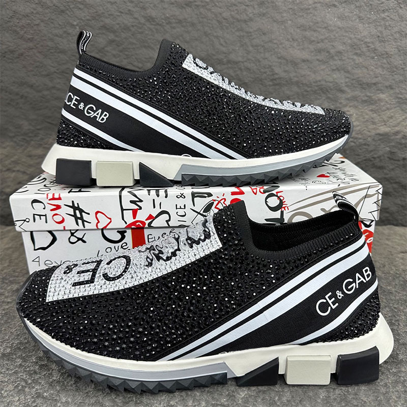 Herren Freizeitschuhe Mit Strasssteinen Und Dicker Sohle_voghion.com
